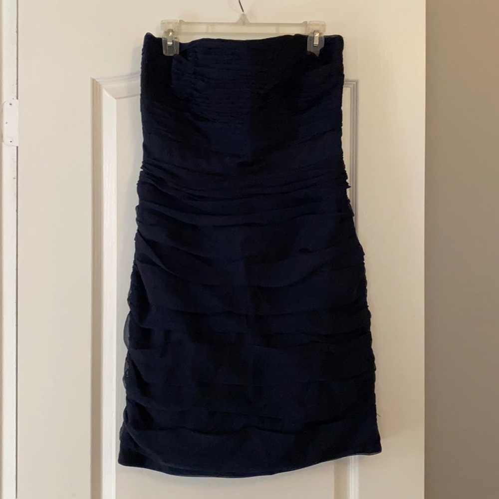 Monique Lhuillier Bridesmaid Strapless Dress Navy